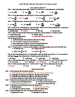 Một số câu hỏi ôn tập học kì II Vật lí lớp 12 (Có đáp án)